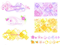 粉紫色和黄色花卉花纹矢量图