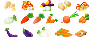 蘑菇,萝卜,茄子蔬菜矢量图