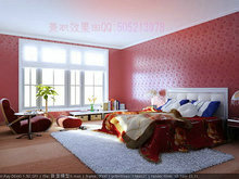 现代 粉红色 卧室3D模型