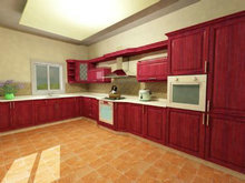 红色的厨房模型