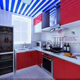 红色格调厨房3D模型