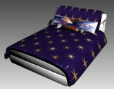 简易的加黑夜星星被褥的大床3D模型下载