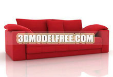 红色多人沙发3D模型