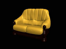 无材质黄色双人老式沙发3D模型