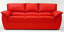 红色布艺多人软沙发