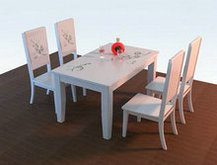 全白实木厨房家具之餐桌椅
