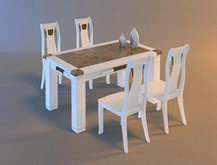 纯白原木厨房用餐桌椅