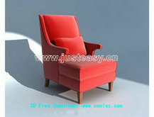 欧式红色躺椅3D模型（含材质）