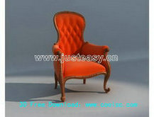 欧式红色单人沙发椅3D模型（含材质）