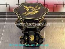 中式龙凤精雕木凳3D模型