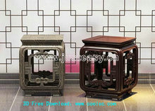 中式雕刻木凳3D模型