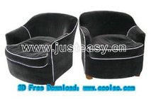 黑色休闲沙发3D模型（含材质）