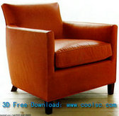 红色皮质高垫单人沙发椅3D模型（含材质）