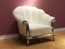 欧式洁白典雅单人沙发3D模型（含材质）