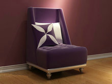 欧式紫色单人沙发椅3D模型（含材质）