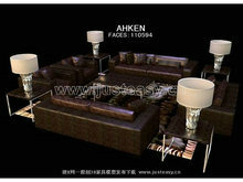 棕色皮质组合家具3D模型（含材质）