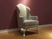 欧式金黄花纹单人椅3D模型（含材质）