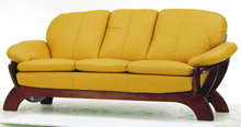 简约布艺黄色三人木底沙发椅3D模型
