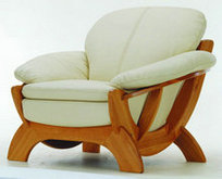 简约布艺单人木底沙发椅3D模型