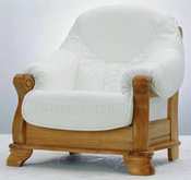 白色真皮木底单人沙发椅3D模型