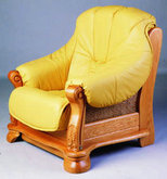 黄色真皮木底单人沙发椅3D模型