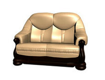 复古金色木质双人沙发椅3D模型