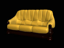 复古经典黄色多人沙发3D模型