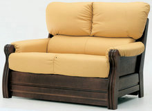 黄色布艺木底双人软沙发3D模型（含材质）