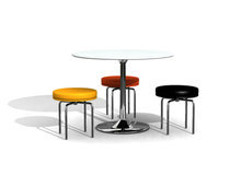 个性圆形餐桌椅3D模型