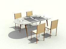 简约型玻璃餐桌椅3D模型