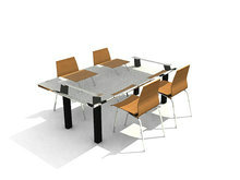 商业庄重餐桌椅3D模型