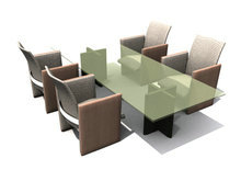 绿色玻璃餐桌椅3D模型