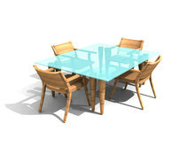 中式木制长方形桌椅组合