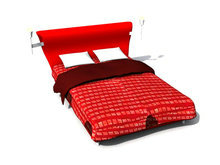 红色卡哇伊布艺软床3D模型
