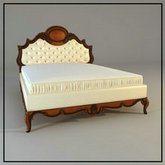 欧式白色木雕双人床3D模型