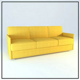 黄色布艺软沙发3D模型