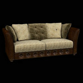 欧式麻布靠垫布艺软沙发3D模型