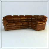复古棕色皮质多人沙发3D模型