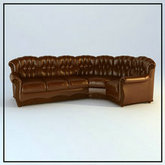 棕色多人皮具沙发3D模型