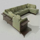 绿色整体布艺沙发组合3D模型