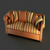 欧式皮革海绵垫家居沙发3D模型