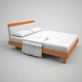 简约席梦思床垫木质床3D模型