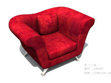 红色花纹单人沙发
