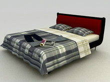 灰色格子的床3D模型