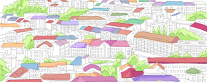 水彩城市-房子矢量图
