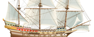 古典帆船矢量图