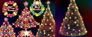 流光溢彩圣诞树矢量图