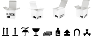 纸箱和运输标识矢量图