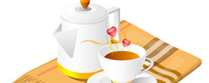 咖啡壶与围巾矢量图