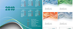 2010年日历、线条和邮件矢量图